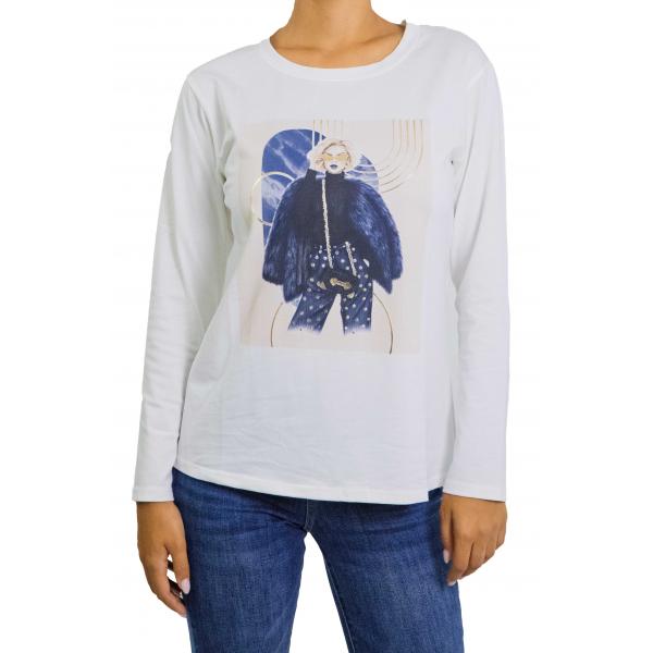 t shirt con stampa manica lunga 
